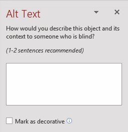 Alt Text window with field.